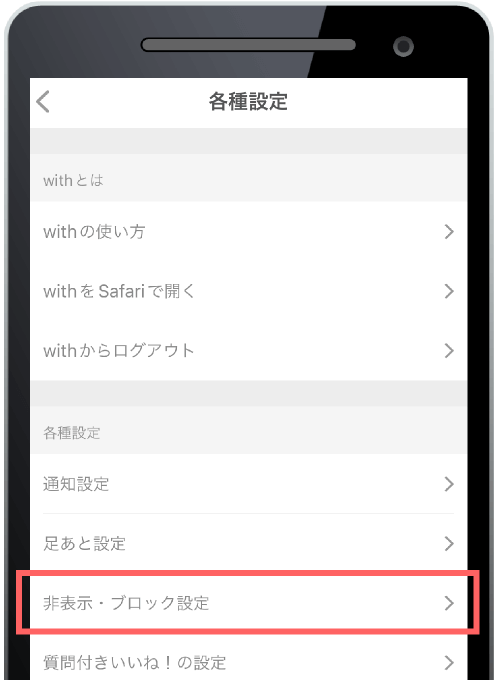 withで非表示を解除